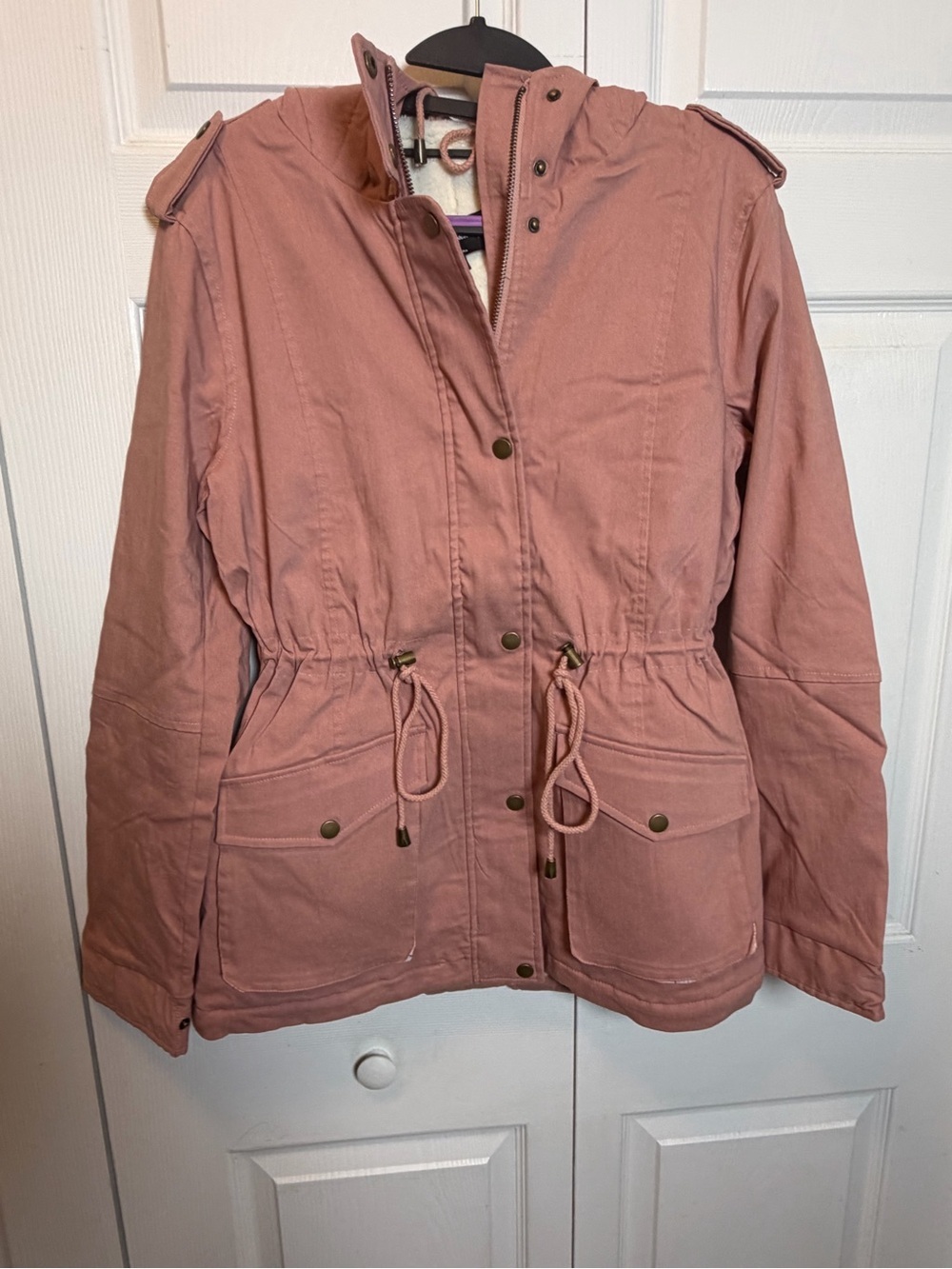 Eden Society NWT Pink Sherpa Lined Utility Parka Jacket Hooded Size M